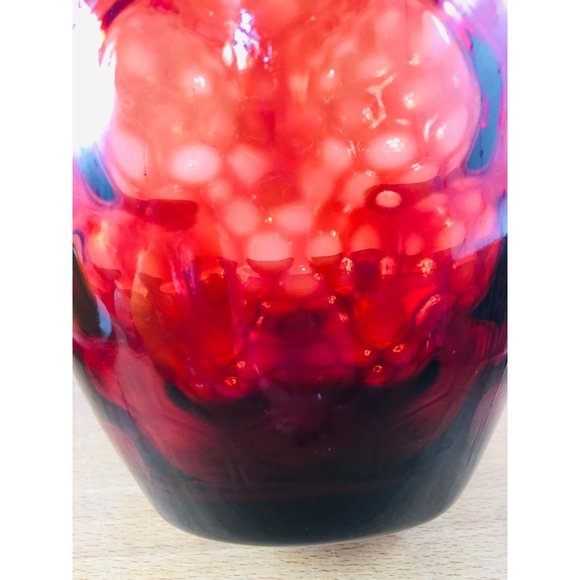 Red Glass Vase WHEATON Hex Optic Design Vintage - Picture 4 of 6